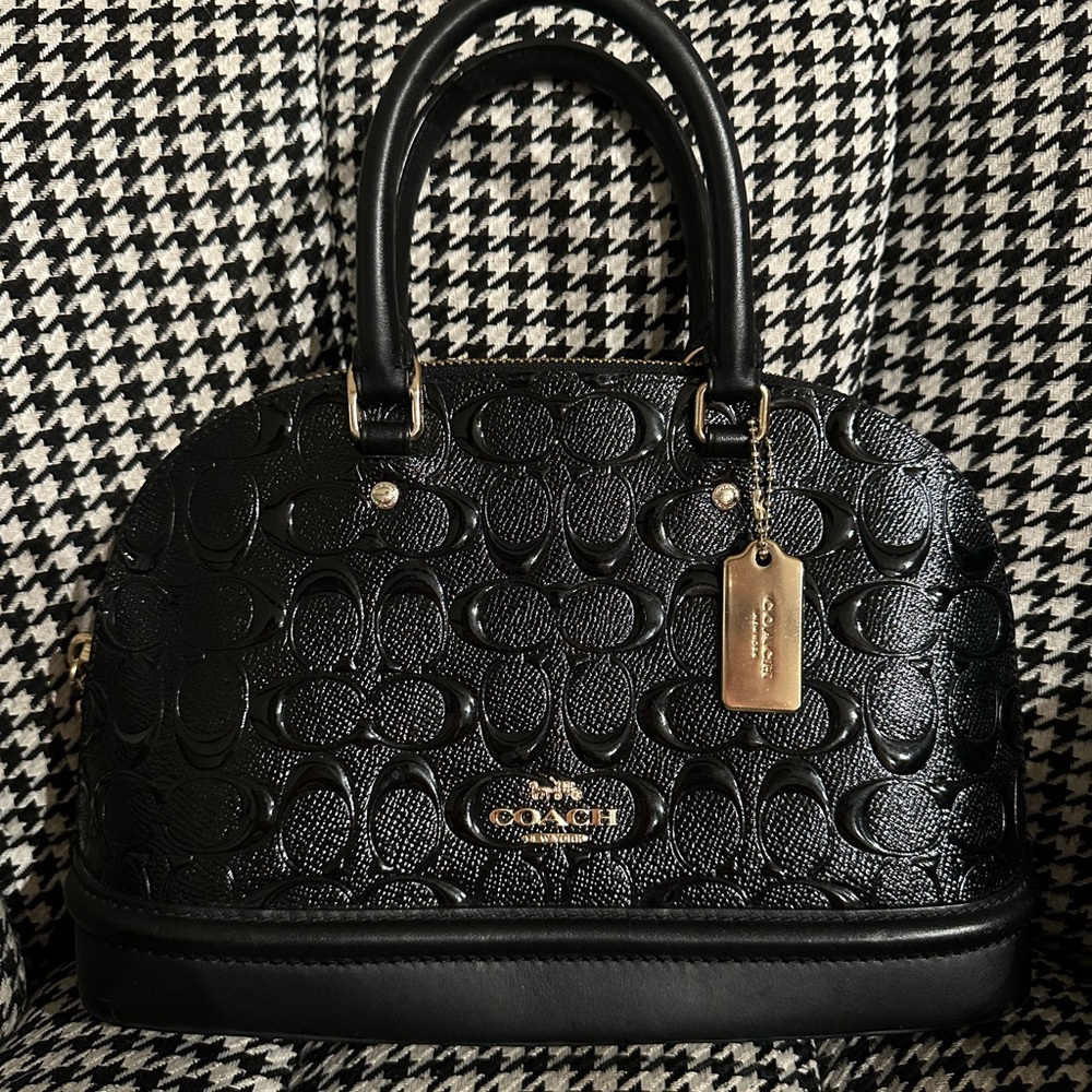 Coach Black Embossed Leather Mini Handbag